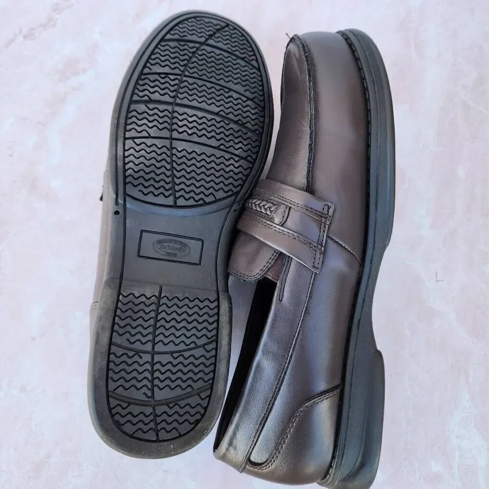 Dr.Scholls men's size 12 gel cushion slip on woven braid shoes 42V 6B brown